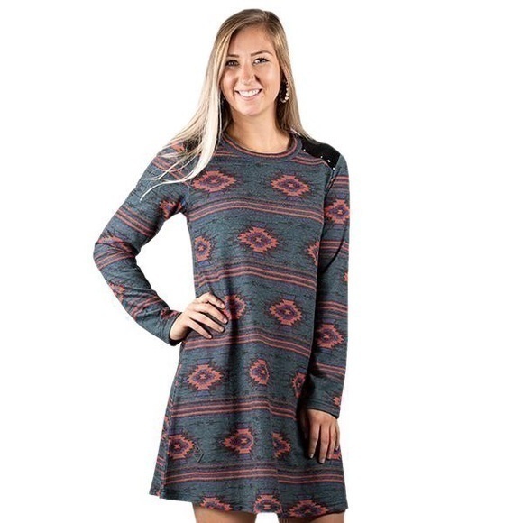 NWT Simply Southern tribal print sequin dress - Picture 1 of 10